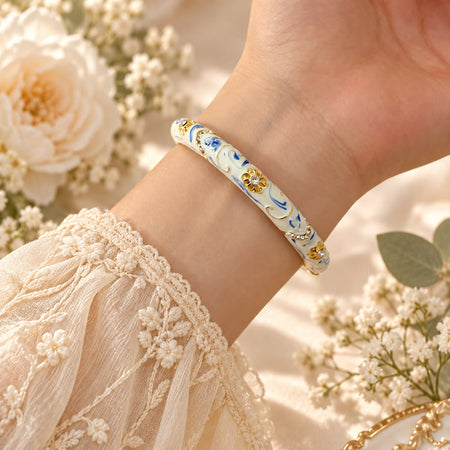Bracelet jonc fleuri