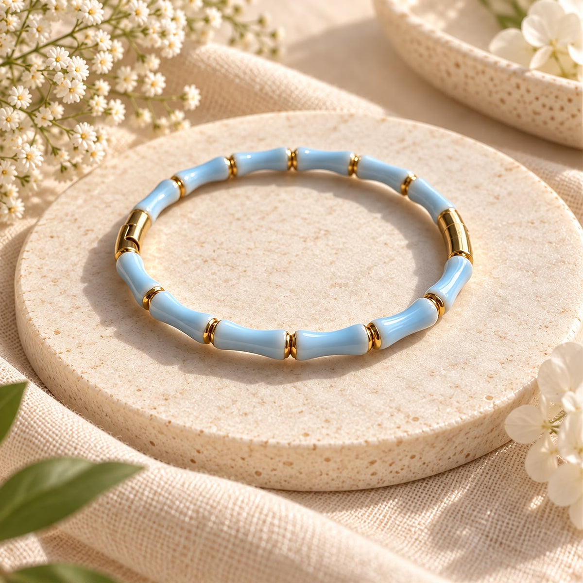 Bracelet bambou émaillé doré