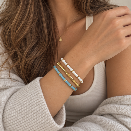 Bracelet bambou émaillé doré