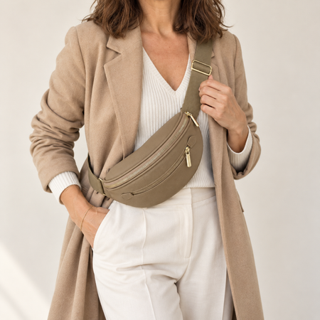 Sac Banane Rétro Effet Cuir – Taupe