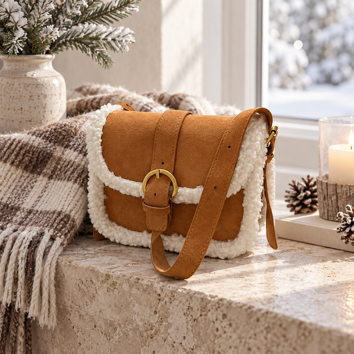 Sac Besace Effet Daim