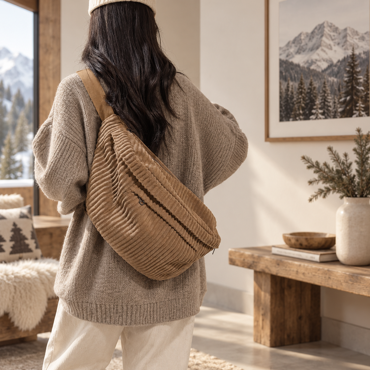 Sac Banane Velours Côtelé