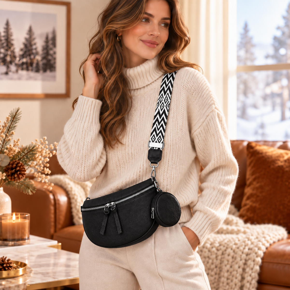 Sac Banane en Cuir, Noir