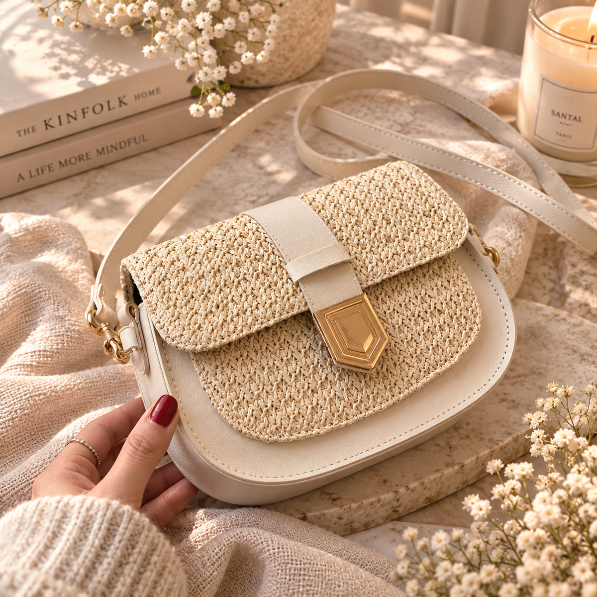 Sac bandoulière en paille