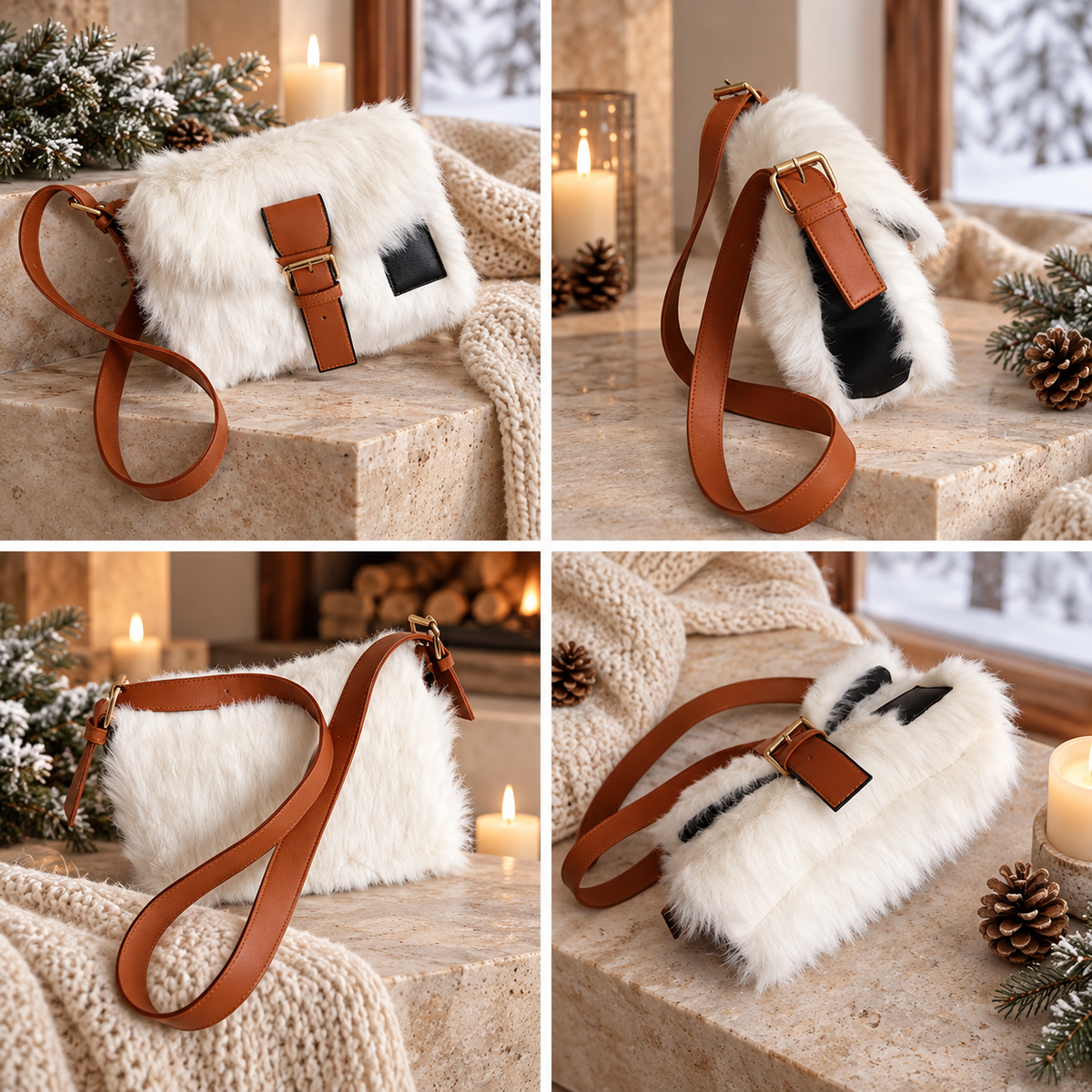 Sac Peluche Sangle cuir