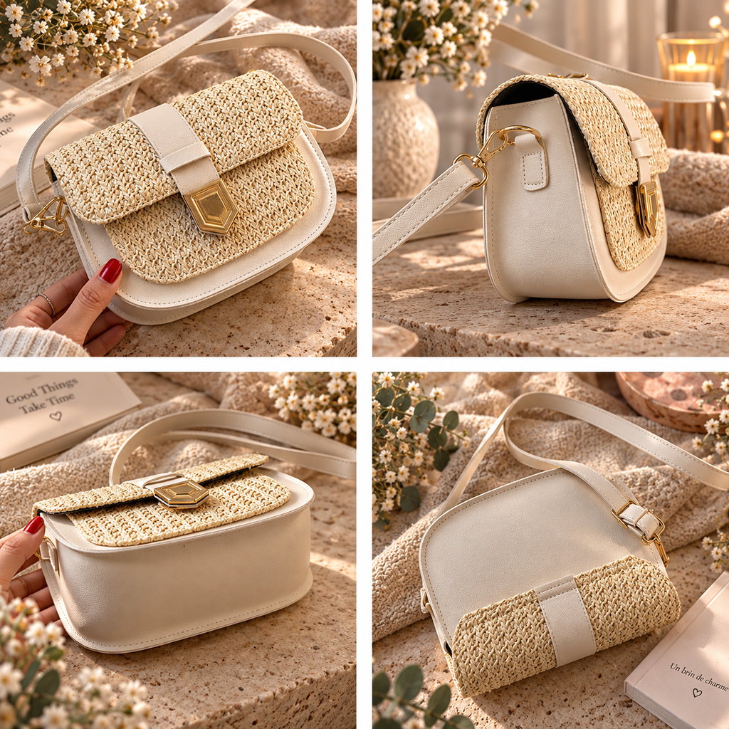 Sac bandoulière en paille
