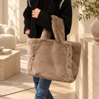 Cabas Fourrure Tout Doux Marron Grand
