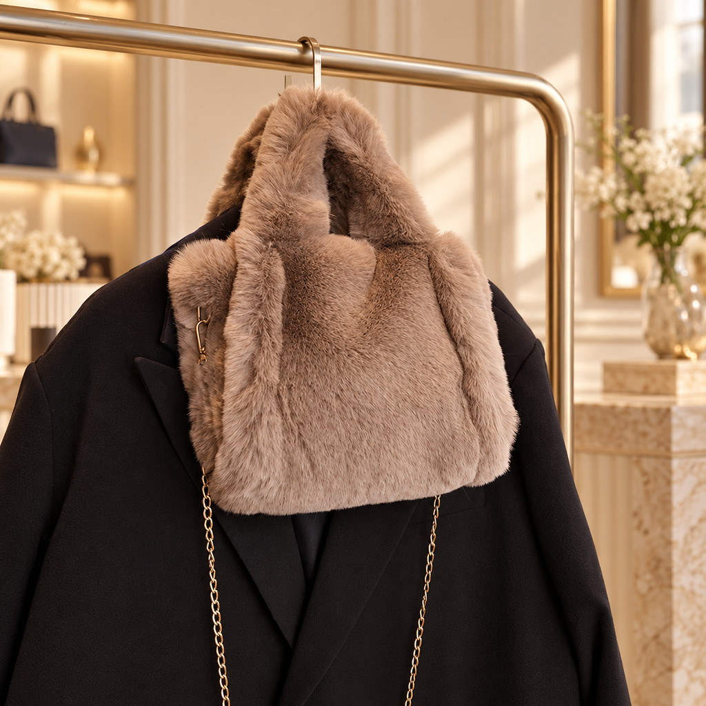 Cabas Fourrure Tout Doux Marron Petit