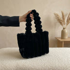 Cabas Peluche Côtelée Noir, petit format – Brin de Charme