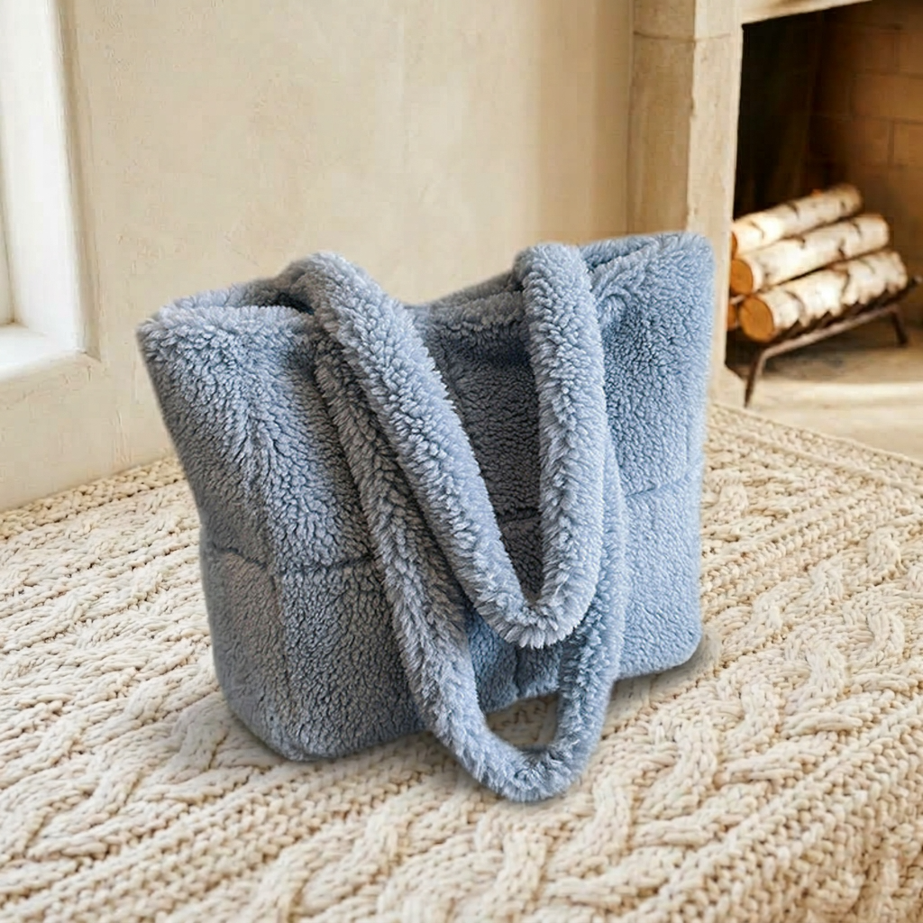 Cabas Peluche d’Hiver Bleu – Brin de Charme