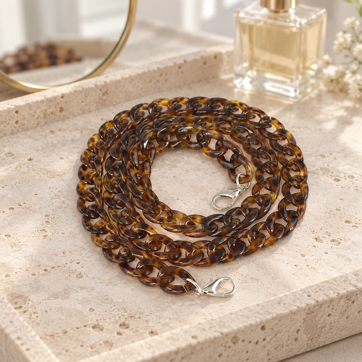 Chaîne de sac en résine Écaille brun – Brin de Charme