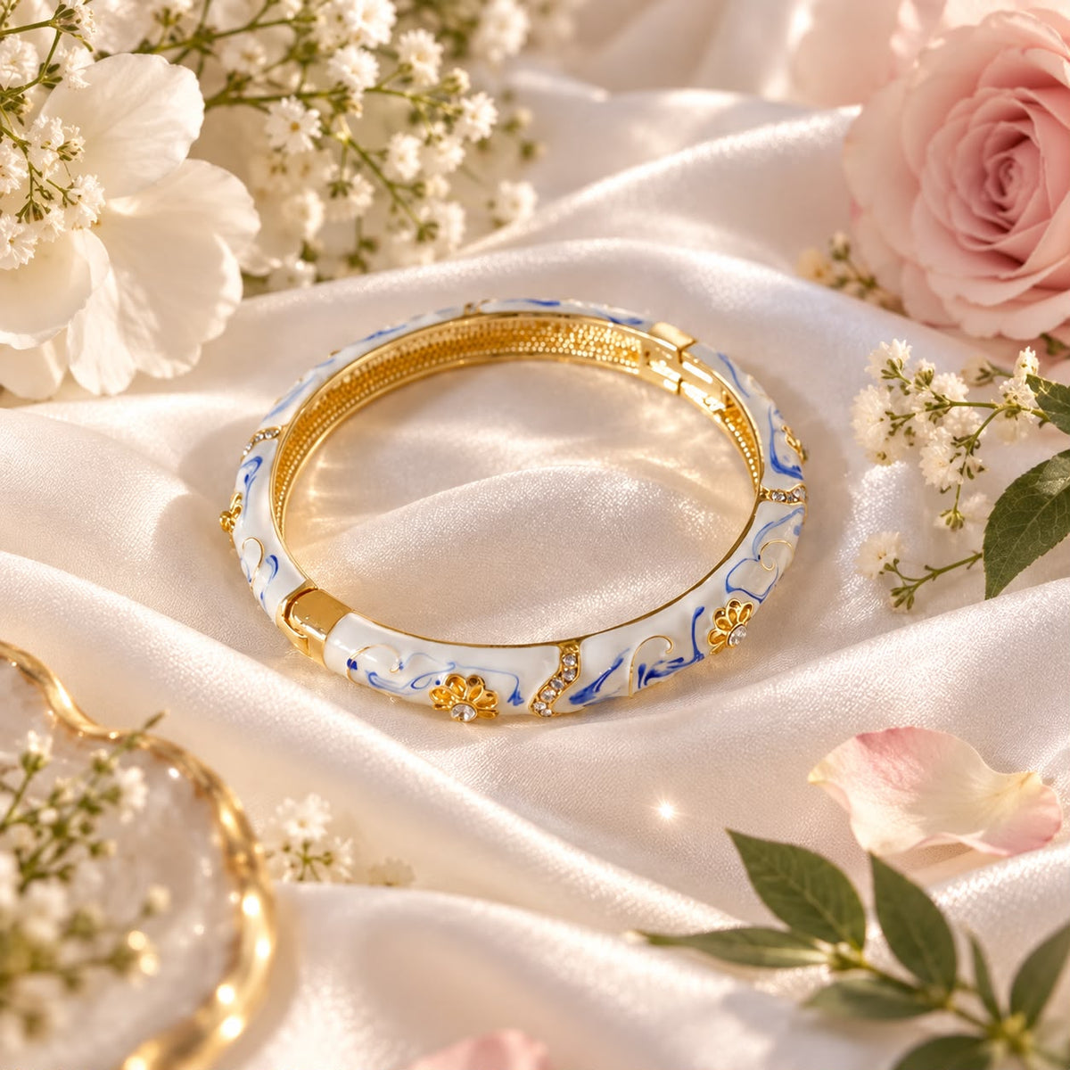 Bracelet jonc fleuri