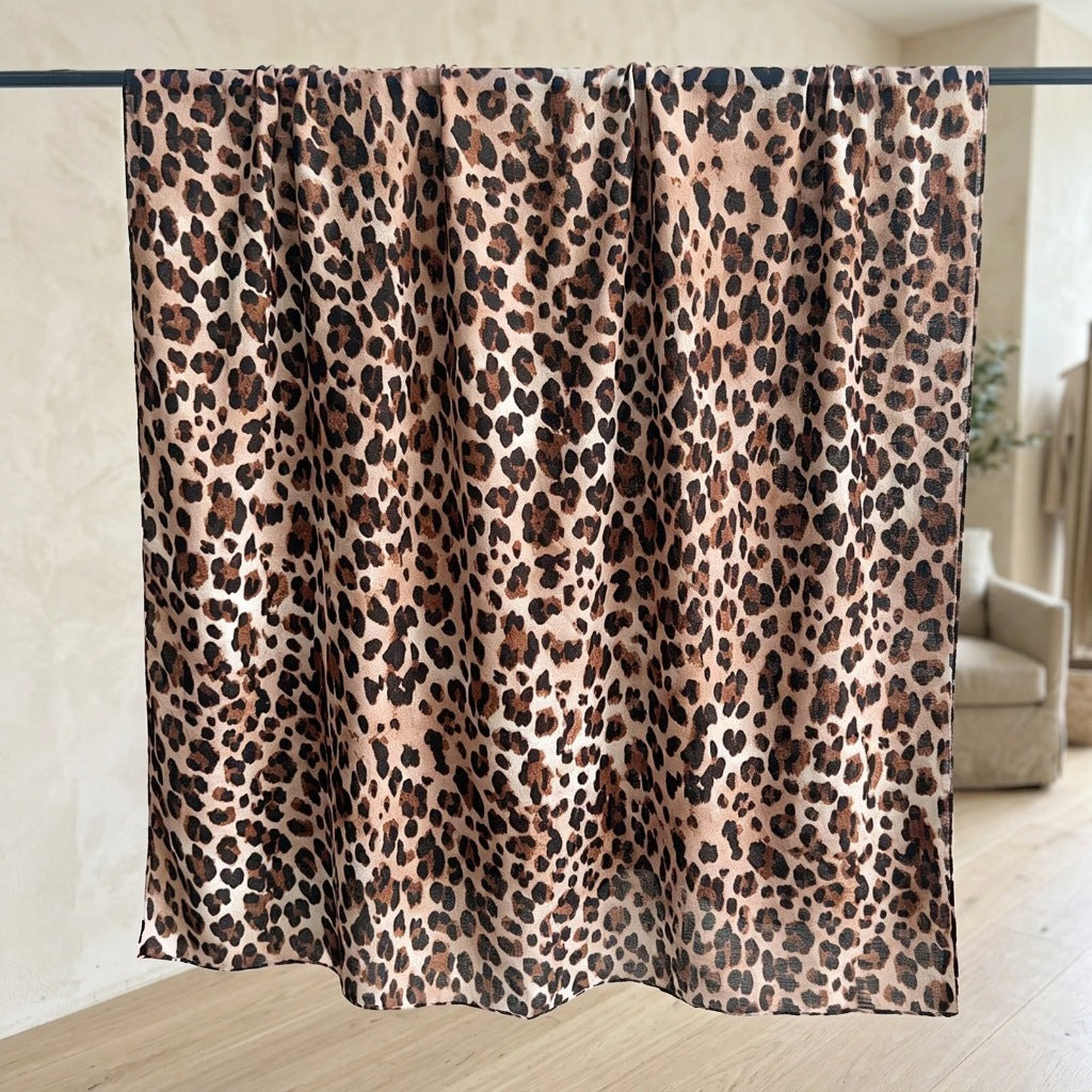 Étole Léopard Voile Léger – Léopard brun