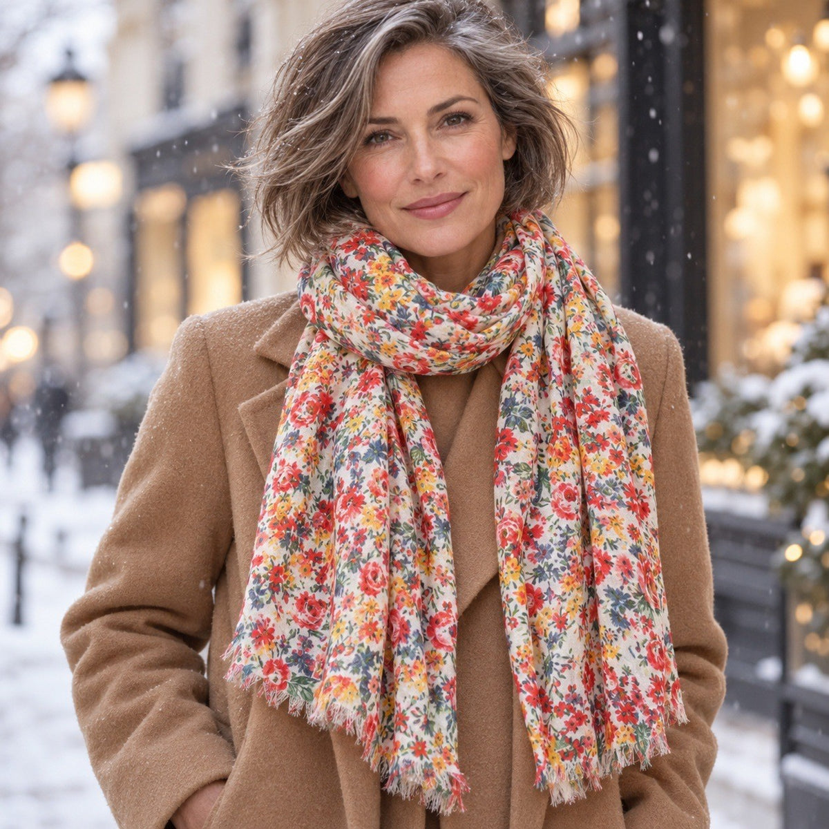 Étole Petites Fleurs – en hiver