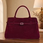Sac à Main Effet Daim Ceinturé Bordeaux – Brin de Charme