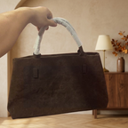 Sac à Main Effet Daim Ceinturé Café – Brin de Charme