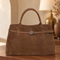 Sac à Main Effet Daim Ceinturé Marron – Brin de Charme
