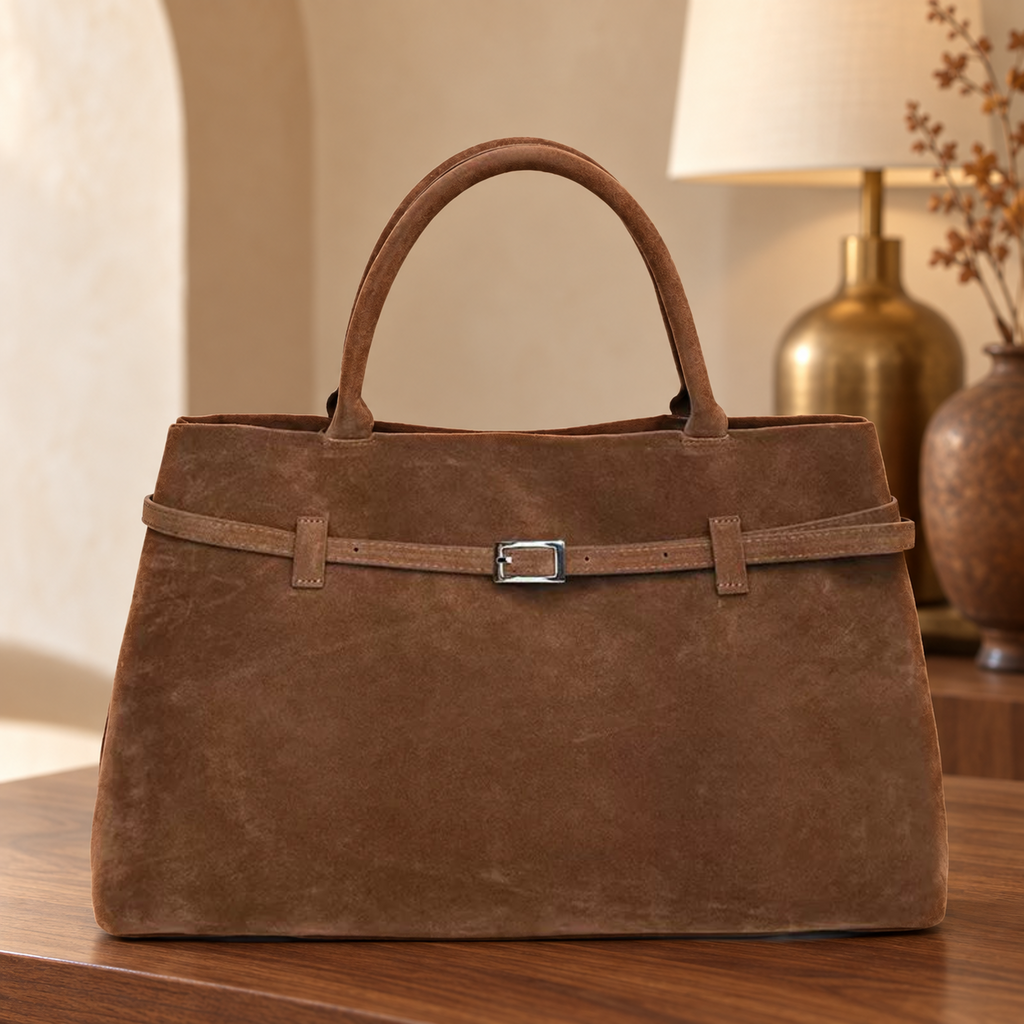 Sac à Main Effet Daim Ceinturé Marron – Brin de Charme