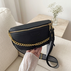 Sac Banane Chaîne Dorée Noir – Brin de Charme
