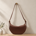 Sac Croissant Tressé Marron – Brin de Charme