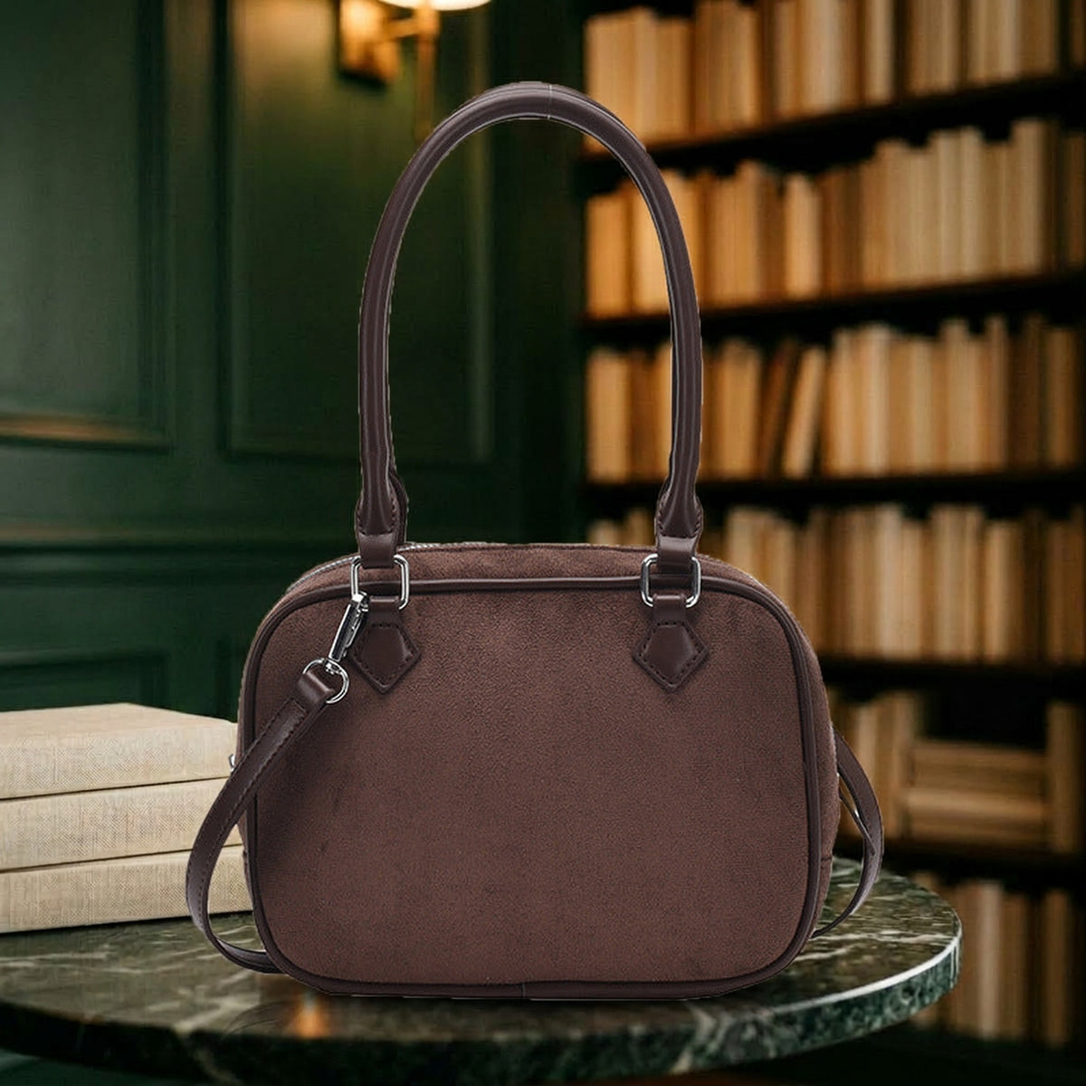 Sac Dôme Effet Daim Café – Brin de Charme
