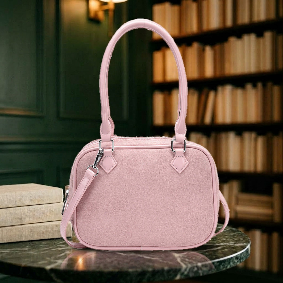 Sac Dôme Effet Daim Rose – Brin de Charme