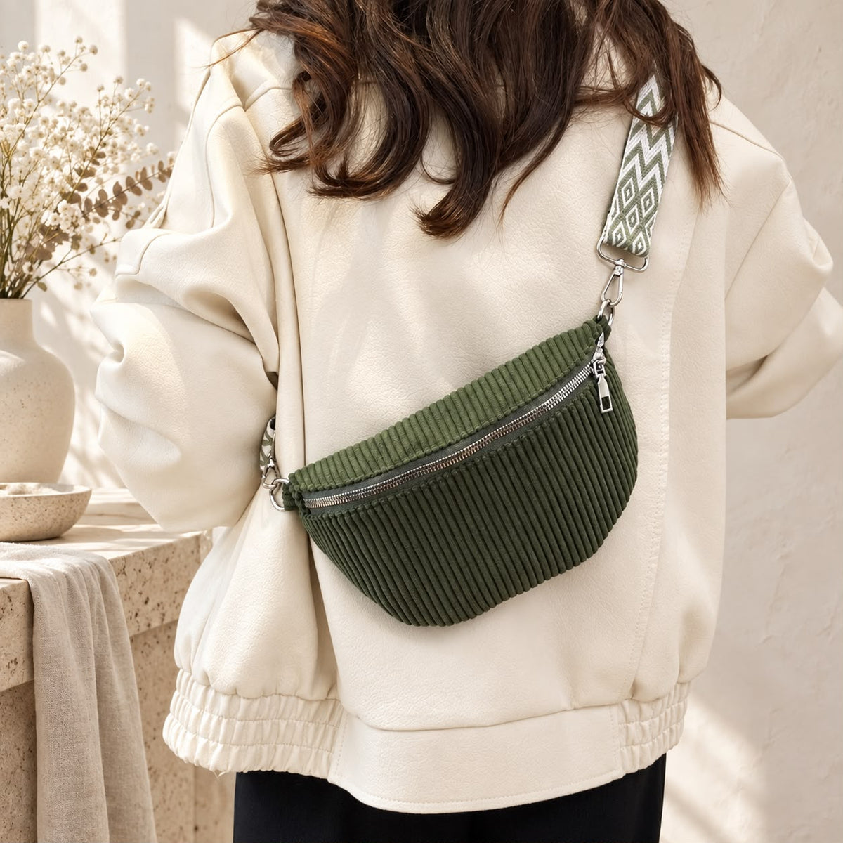 Sac banane velours côtelé
